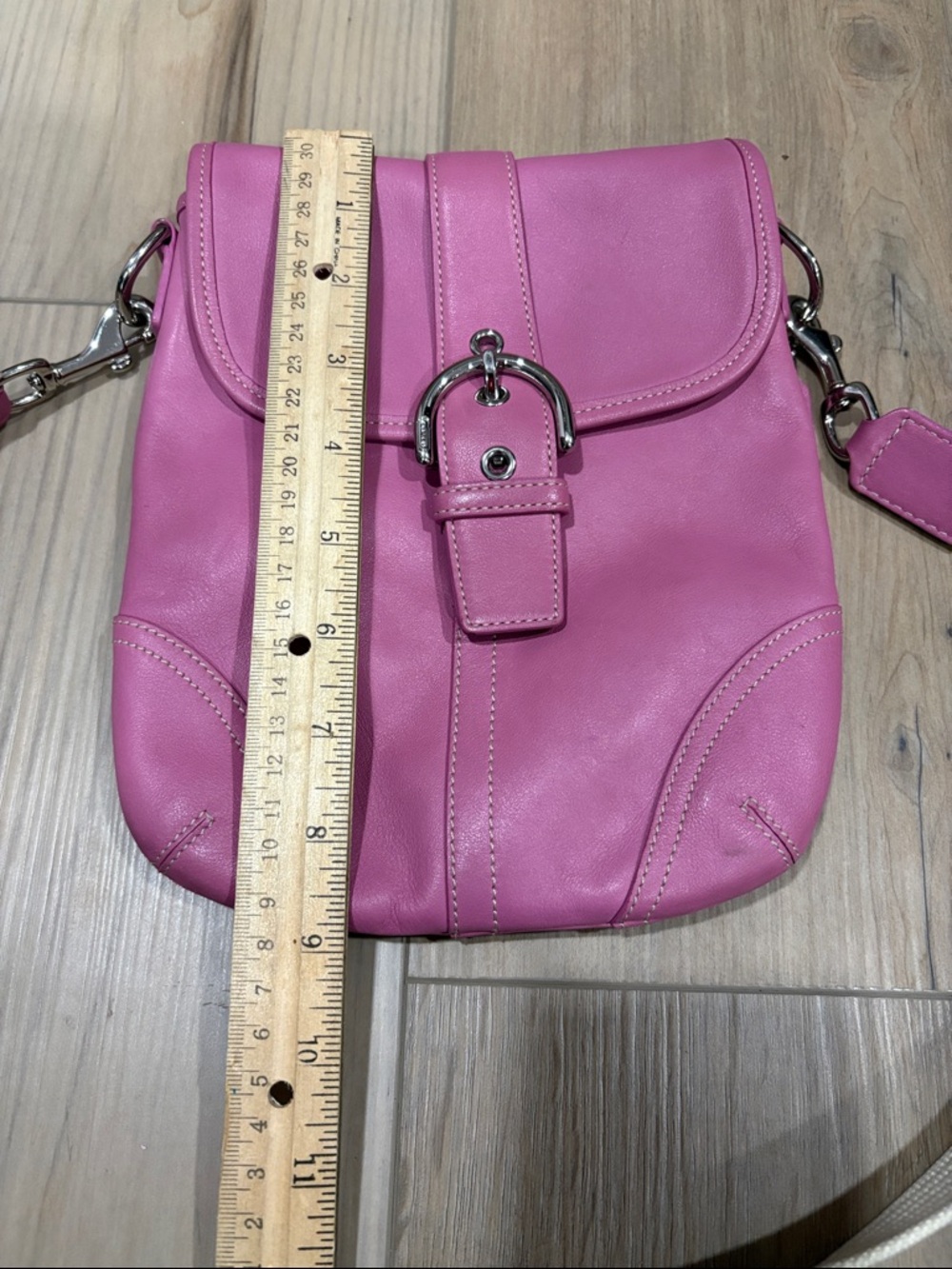 Coach Soho Vintage Y2K Pink Leather Swing Crossbody Messenger Silver Buckle Flap - Picture 10 of 10